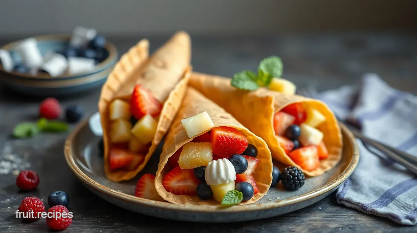 Chilled Fruit Mix in Ice Cream Cones