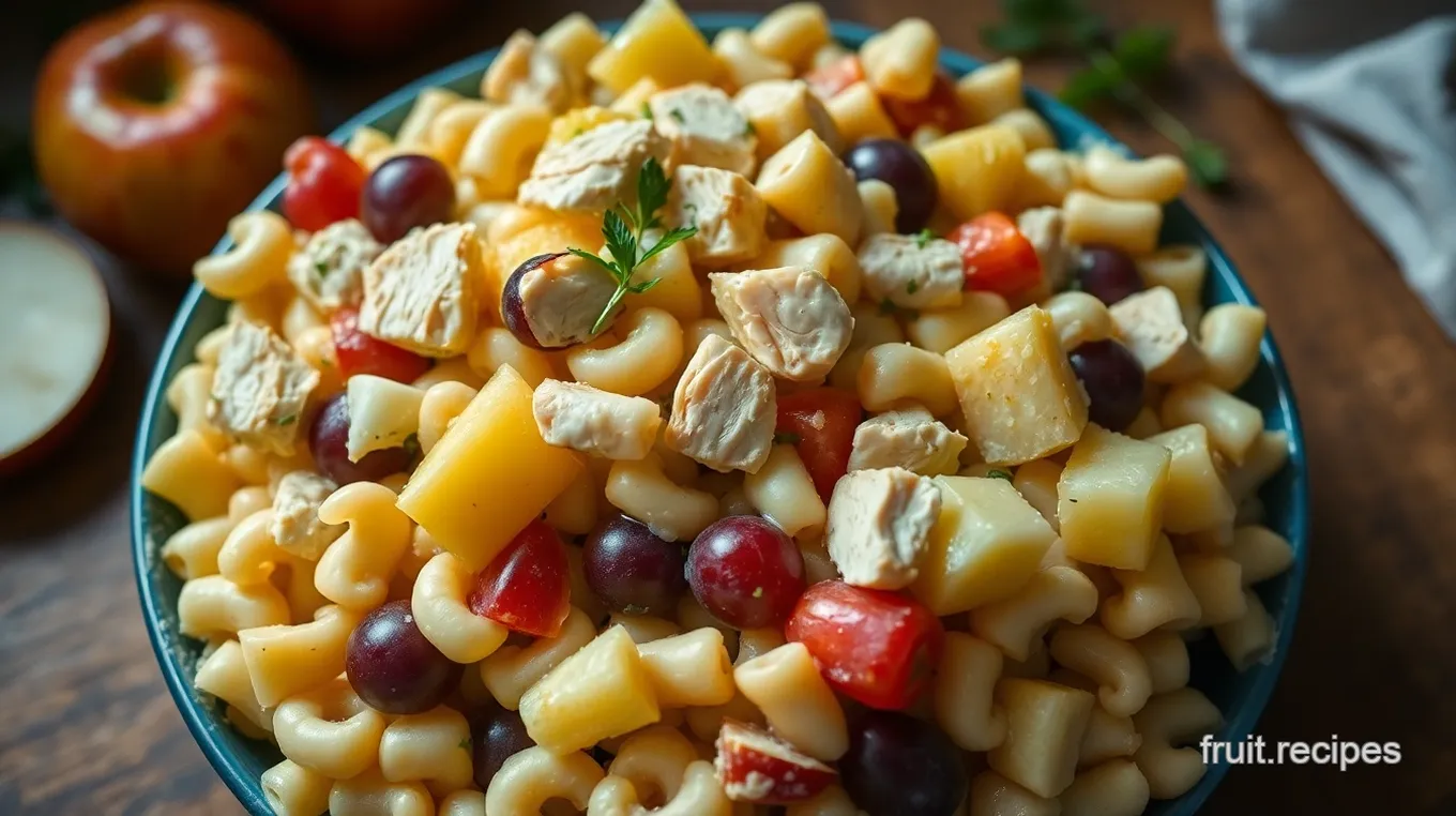 Creamy Summer Macaroni Salad with Fruity Chicken Delight