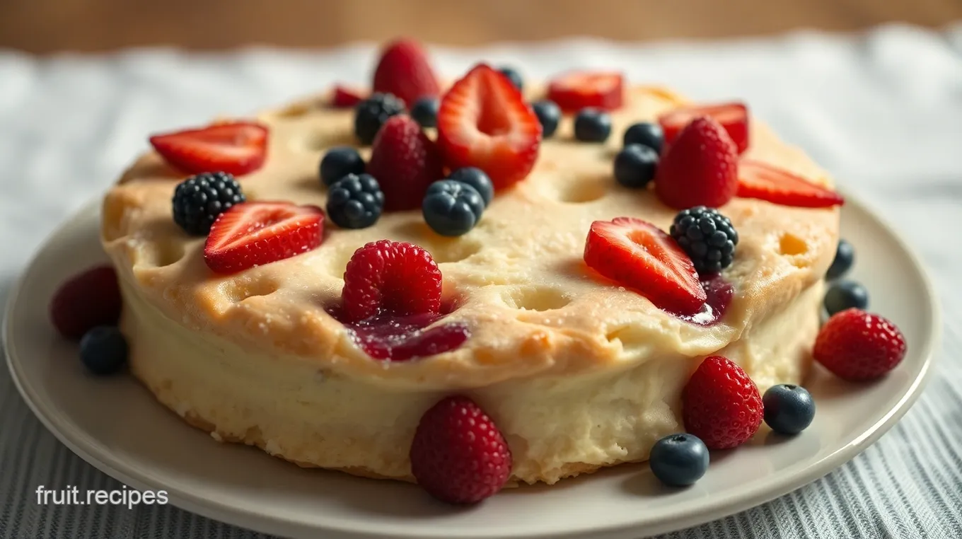 Mixed Berry Chiffon Cake with Apricot Glaze