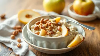 Cooked Oatmeal with Apples & Nuts Delight