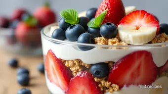 Layered Yogurt Blueberry Fruit Parfait