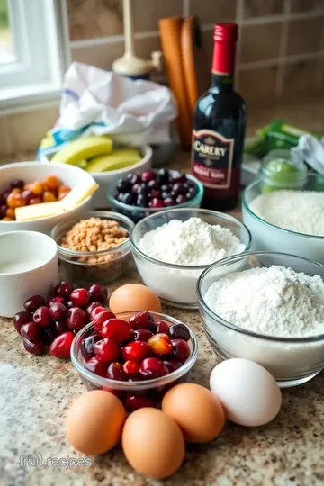 Brandy-Infused Cherry Fruit Cake ingredients