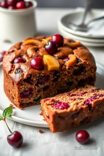 Brandy-Infused Cherry Fruit Cake presentation