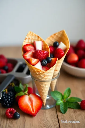 Chilled Fruit Mix in Ice Cream Cones presentation