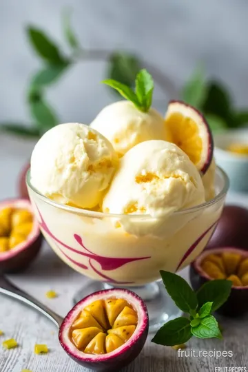 Passion Fruit Ice Cream presentation