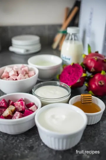 Creamy Dragon Fruit Milkshake ingredients