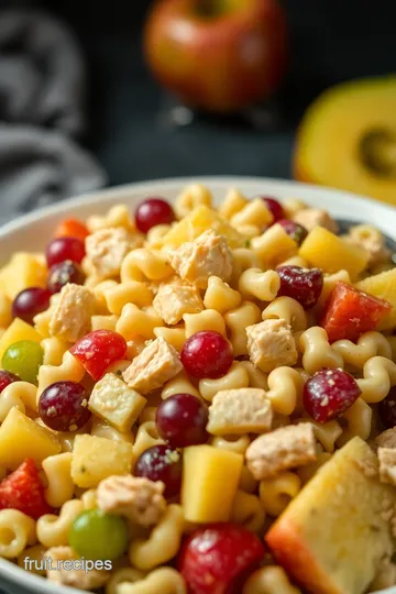 Creamy Summer Macaroni Salad with Fruity Chicken Delight presentation